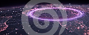 Abstract digital network visualization with glowing purple nodes and connections