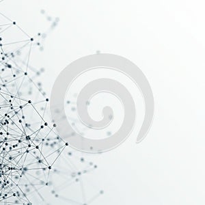 Abstract digital network visualization with interconnected nodes and lines, creating a