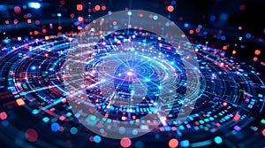 Futuristic Digital Data Network Visualization: Abstract Representation of AI, Big Data, and Global Information Flow through