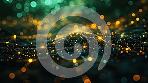 Abstract Digital Network Wave with Glowing Particles