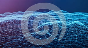 Abstract digital ocean waves with blue teal and purple gradient abstract background