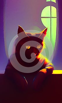 Digital art of a cute antropomorphic cat photo