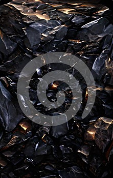 Obsidian - volcanic glass - abstract digital art photo