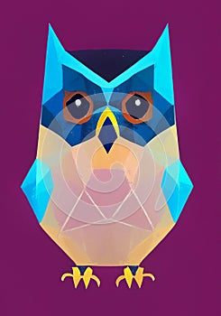 Low poly owl - stylized digital art