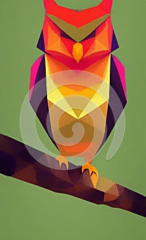 Low poly owl - stylized digital art