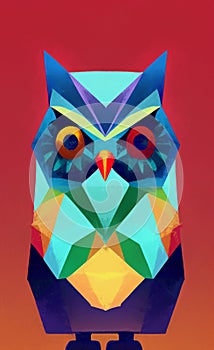 Low poly owl - stylized digital art