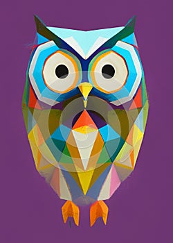 Low poly owl - stylized digital art