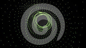 Abstract digital particle moving. particle moving in a circle shape. animated particle tunnel,moving wave particles. Backdrop