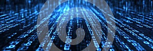 Abstract Digital Rain Binary Code Flowing in Cyberspace, Technology and Data Concept