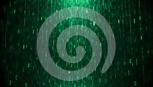 Abstract Digital Rain Green Binary Code Falling Stream Data Flow Visualization