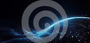 Abstract Digital Wave of Glowing Blue Particles