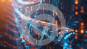 Digital Data Stream Binary Code Network Connection in Abstract Cyberspace