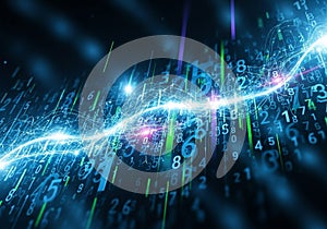 Abstract digital representation featuring a blue background with