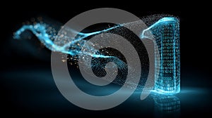 Binary One with Flowing Digital Data Stream