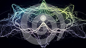 Abstract, digital representation featuring a network of interconnected dots