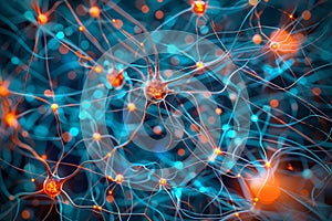 An abstract digital representation of a neural network, showcasing the interconnected nodes and pathways involved in