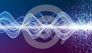 Abstract digital sound wave and binary code visualization