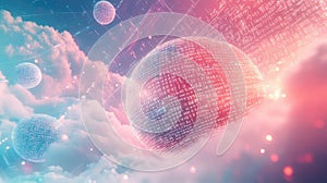 Cloud computing sphere visualizing digital data network technology