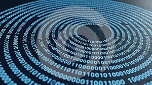 Abstract digital spiral of binary code