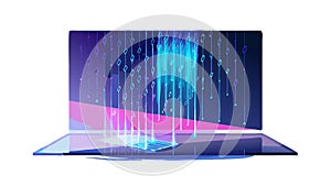 Abstract Digital Stream Cyber Security Technology, vector design Generative AI