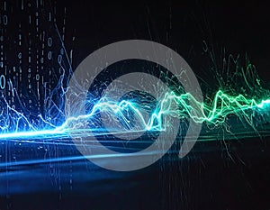 Abstract digital stream of light binary code energy sparks