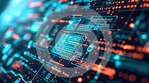 Abstract digital technology background with data and circuits