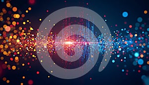 Abstract digital technology background with data visualization and connection points