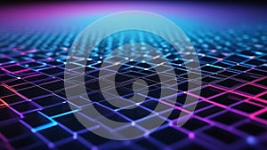 Abstract digital technology background, grid mesh neon texture