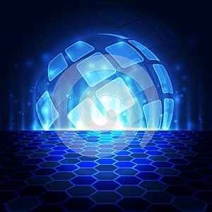 Abstract digital technology connection on Earth concept background, vector illustration