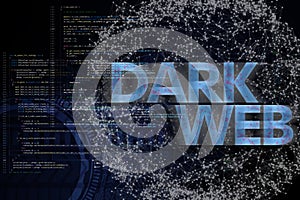 abstract digital technology dark web text background, danger internet, data braking