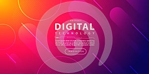 Abstract digital technology futuristic circuit purple orange background, Cyber science tech, Innovation communication future
