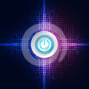 Abstract digital technology power button. vector background