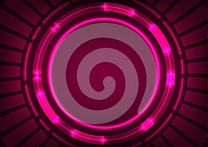 Abstract digital technology red len neon light line dynamic circle background