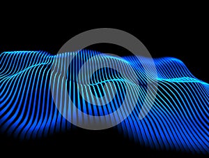 Abstract digital terrain wireframe visualization for technology, data, and scientific analysis.