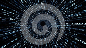 Abstract Digital Tunnel with Binary Code Data Flow