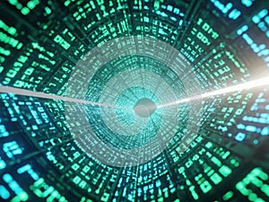 Abstract digital tunnel with binary code