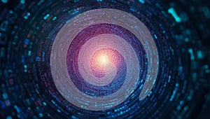 Abstract Digital Tunnel of Binary Code