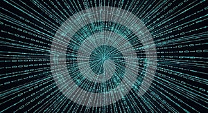 Digital tunnel with binary code, technology concept, abstract background