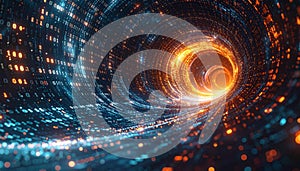 Digital Data Tunnel with Binary Code Flow