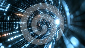 Abstract Digital Tunnel of Light and Binary Code