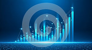 Abstract blue digital graph with glowing data points