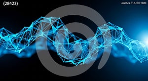 Abstract Blue Digital Network of Connected Lines and Nodes technology science