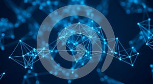 Abstract Blue Network of Connected Glowing Dots and Lines connection technology