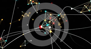 Abstract Network of Glowing Nodes and Connecting Lines connection technology