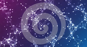 Abstract Network of White Dots and Lines on a Gradient Background connection technology