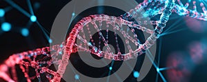 Abstract digital visualization of epigenetics with a holographic DNA structure, biotechnology, futuristic science photo