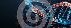 Abstract digital visualization of epigenetics with a holographic DNA structure, biotechnology, futuristic science photo