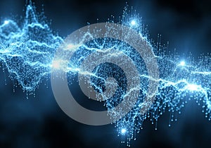 An abstract digital visualization features interconnected points