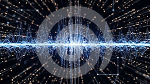 Abstract Digital Sound Waveform and Data Network
