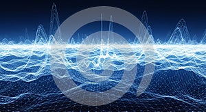 Abstract Blue Digital Waveform or Sound Spectrum Visualization image photo